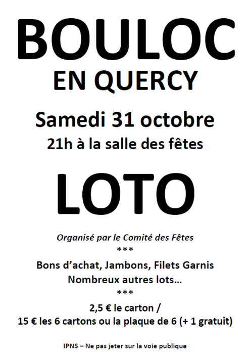 Loto du Comité des Fêtes à Bouloc_Bouloc-en-Quercy