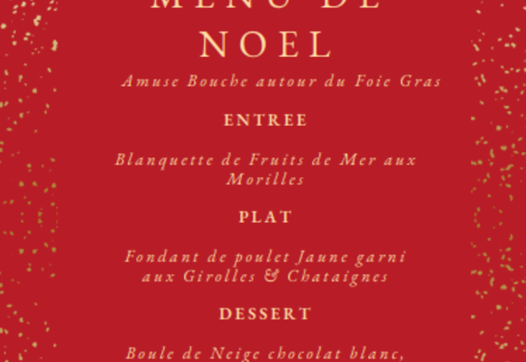menu pour Noël à la Belle Montoise