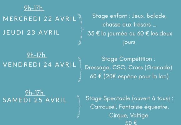 Stage équestre / Vacances Pâques_Sérignac