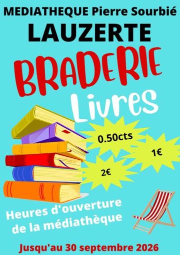Braderie de livres à la médiathèque de Lauzerte
