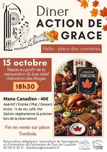 Dîner au profit du patrimoine de Lauzerte : Action de Grace