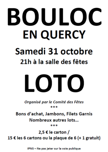 Loto du Comité des Fêtes à Bouloc