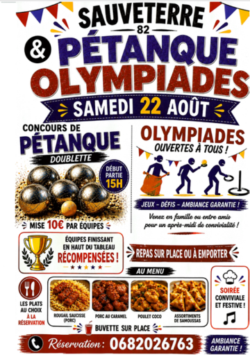 Olympiades et concours de pétanque amical à Sauveterre