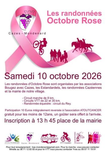 Les randonnées Octobre Rose à Cazes-Mondenard