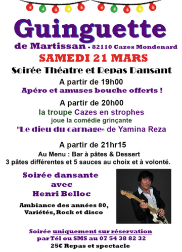 Soirée Théâtre et repas dansant à la Guinguette de Martissan 