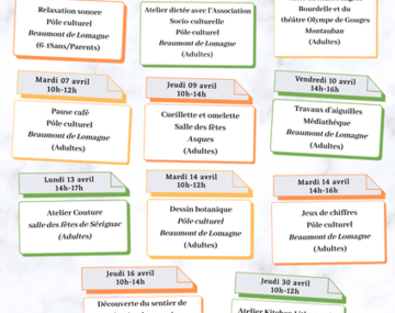 Ateliers EVS - Programme Avril 2026 