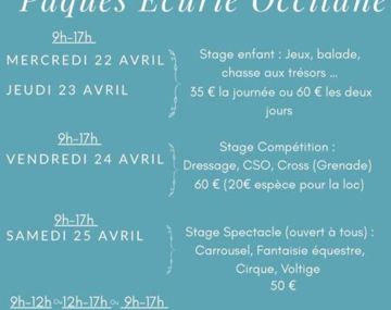 Stage équestre / Vacances Pâques 