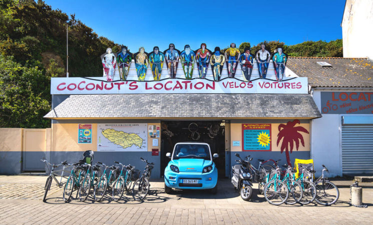 Coconut's location de vélos, VTT, VTC, VAE, remorques sur le port à l'île de Groix, Lorient Bretagne Sud, (Morbihan, 56)