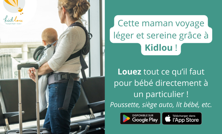 Maman sereine grâce à Kidlou, la 1ère application de location de matériel bébé- enfant entre particuliers à Quéven, près de Lorient (Morbihan, 56) Bretagne sud