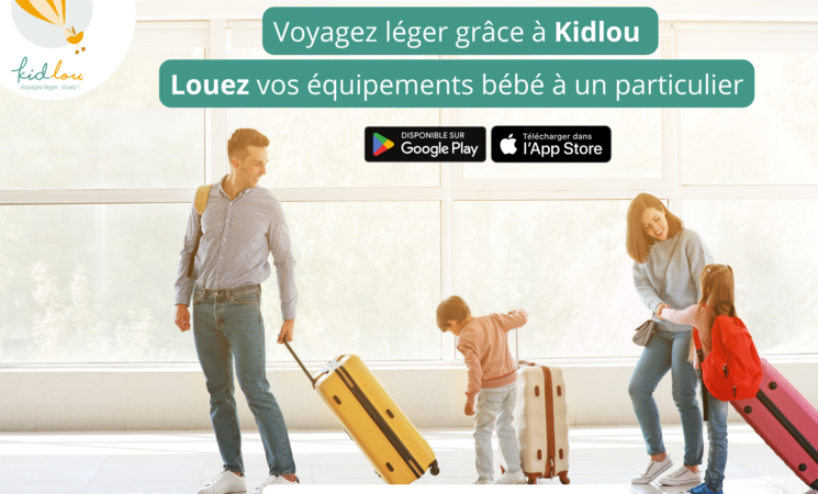 Voyager léger grâce à Kidlou qui fait de la location de matériel bébé- enfant entre particuliers, un peu le airbnb des poussettes à Quéven, près de Lorient (Morbihan, 56) Bretagne Sud