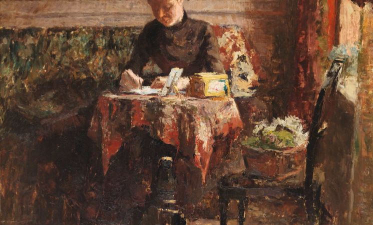 Anna Boch, Femme écrivant, vers 1888, Collection particulière - Exposition Anna Boch, un voyage impressionniste au Musée de Pont-Aven (Finistère)