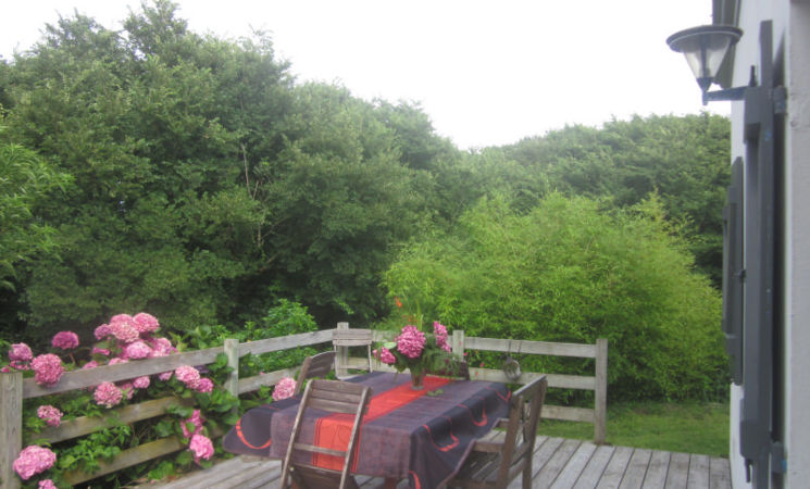 La Tourmaline, maison à louer, jolie terrasse ouverte sur jardin fleuri pour des vacances à l'île de Groix, Kerloret (Morbihan 56)