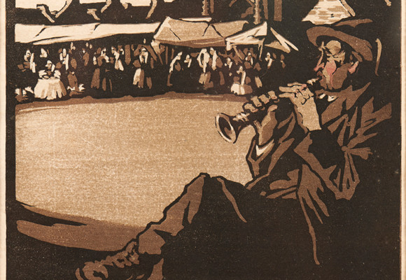 Géo-Fourrier (1898-1966), Saint-Guénolé - Le sonneur de bombarde, 1927, collection particulière