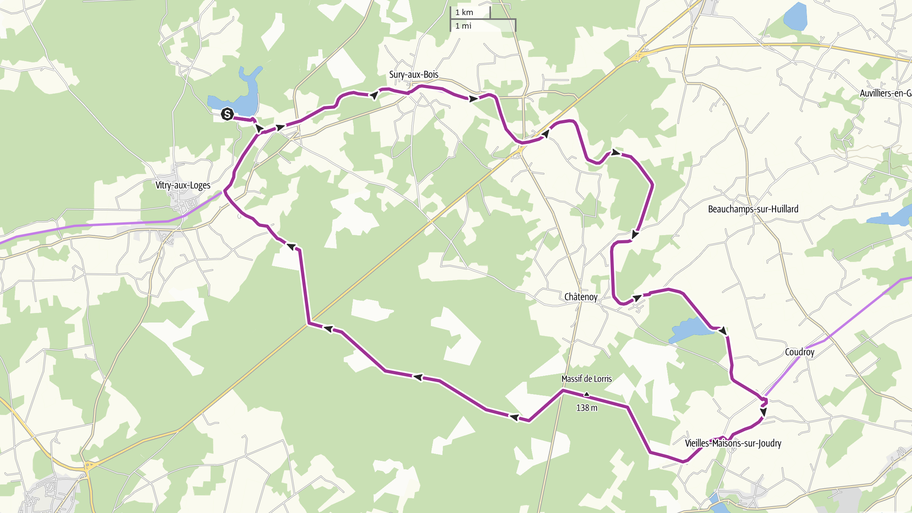 1/2 Journée Etang de la Vallée à Grignon par le Canal et la Forêtcarte vtt elect
