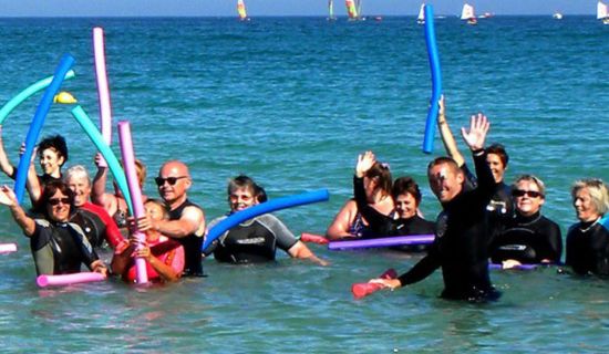 Swimming and aqua aerobics in the sea