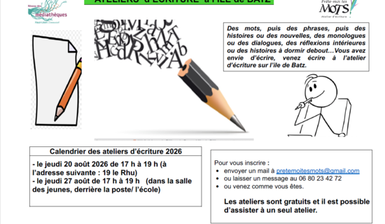 Atelier d'écriture animé par Sophie