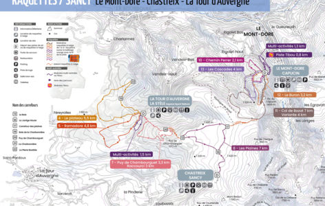 Plan pistes raquettes Sancy Ouest