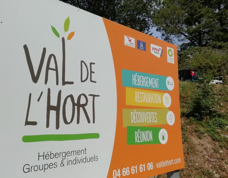 Panneau arrivée Val de l'Hort Anduze, 